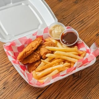 BBQ Chicken Fingers with Fries