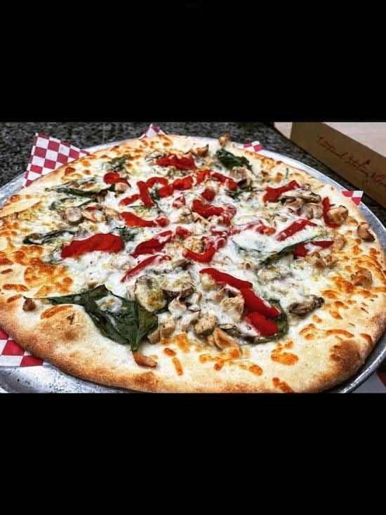 Chicken Florentine Pizza.